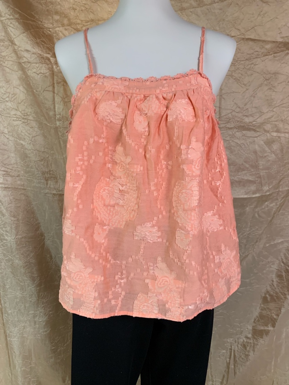 Embroidered Peach Camisole Tank Top